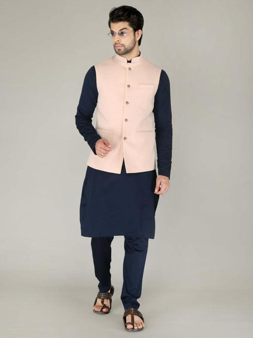 Light Pink Lining Ethnic Nehru Jacket
