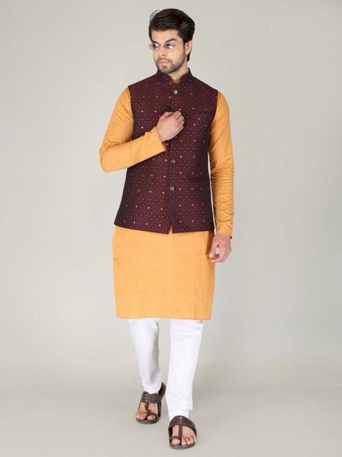 Maroon Star Ethnic Nehru Jacket