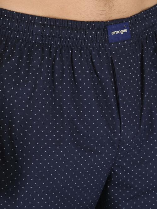 Navy Busy Dotted Printed Pure Cotton Pajamas For Men