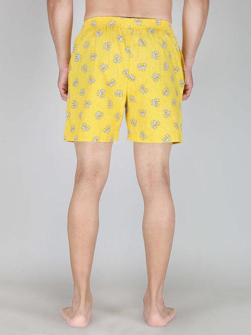 Yellow Beer Printed Cotton Funky Boxer For Men