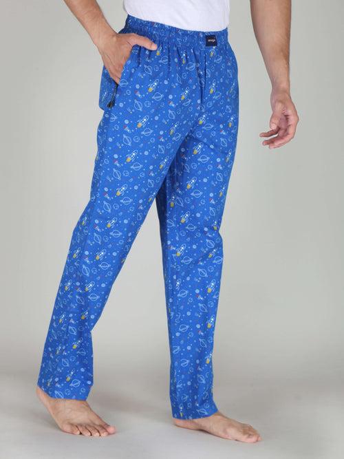 Firozi Rocket Printed Cotton Pajamas For Men