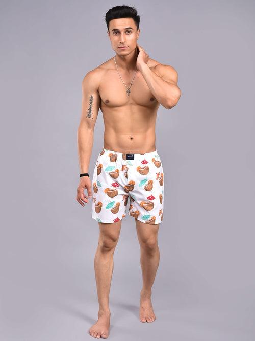 White Coconut Printed Boxers For Men