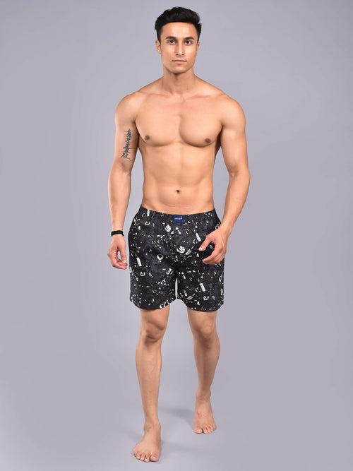Ghost Printed Grey Cotton Boxer For Men