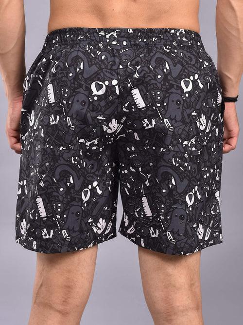 Ghost Printed Grey Cotton Boxer For Men