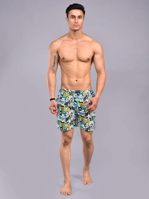 Multicolor Dogs Printed Boxers For Men