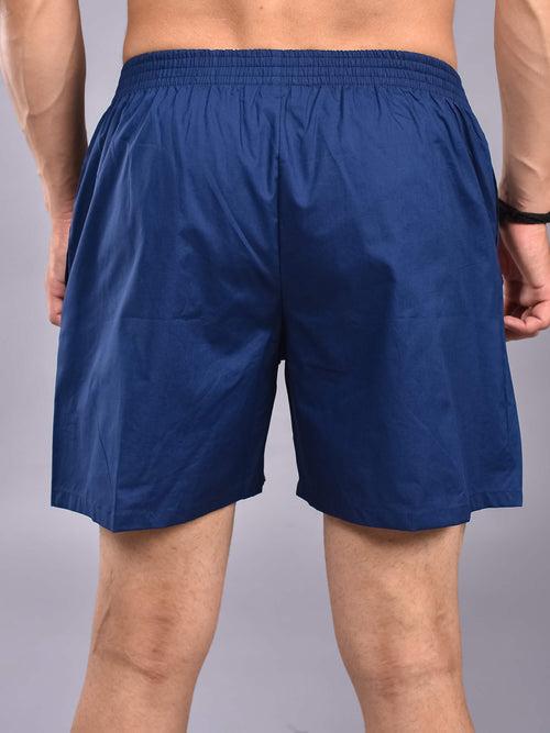 Classic Blue Solid Cotton Boxer For Men