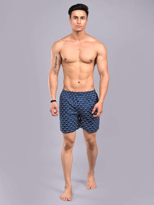 Blue Circle Printed Cotton Boxer For Men