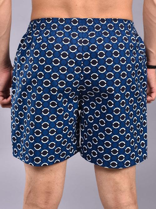 Blue Circle Printed Cotton Boxer For Men