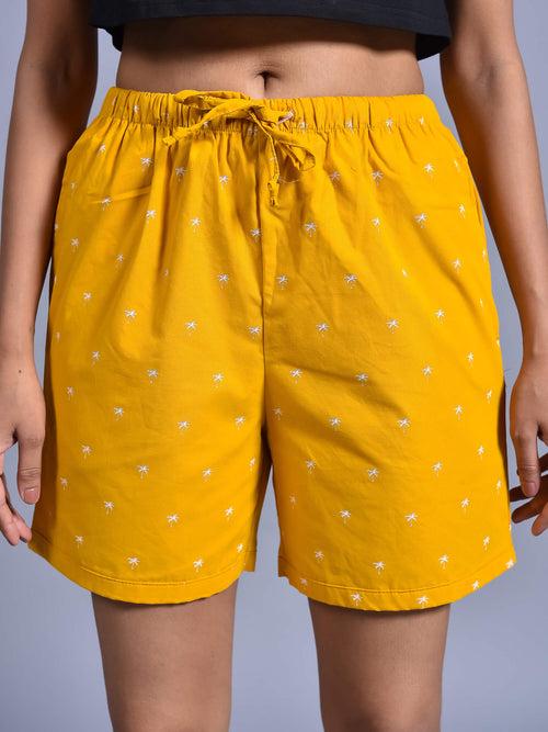 Mustard Tree Printed Cotton Boxers for Women