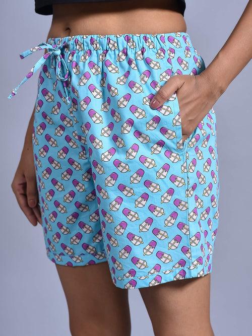 Sky Ice Cream Printed Cotton Boxers for Women