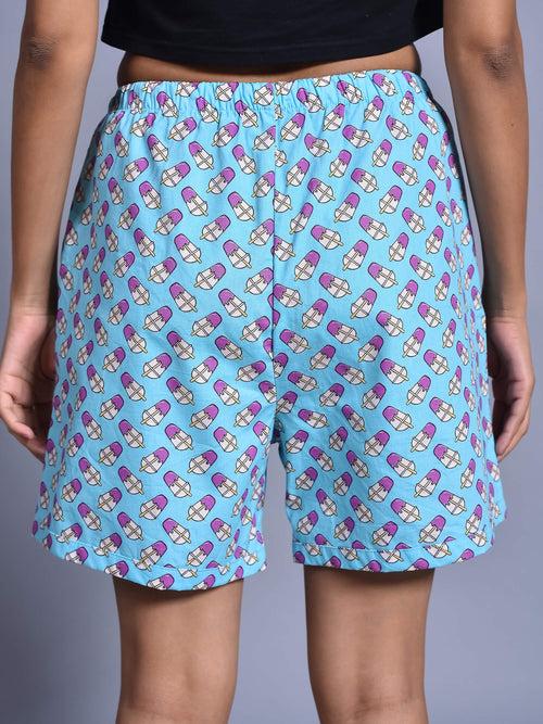 Sky Ice Cream Printed Cotton Boxers for Women