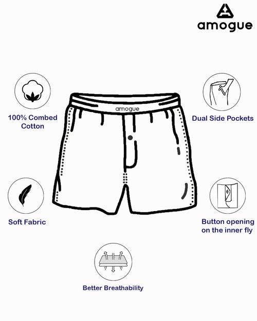 White Quirky Printed Cotton Boxer Shorts For Men