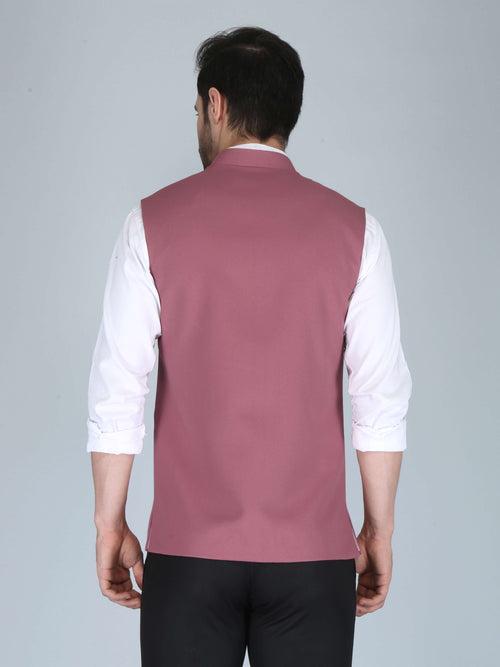 Pink Self Nehru Jacket