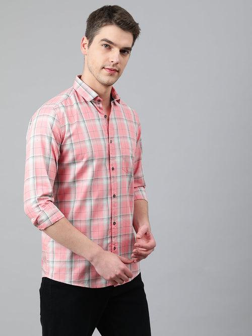 Men Pink Standard Fit Checkered Casual Shirt