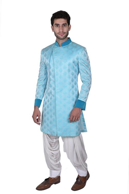 Light Blue Silk Brocade Angrakha