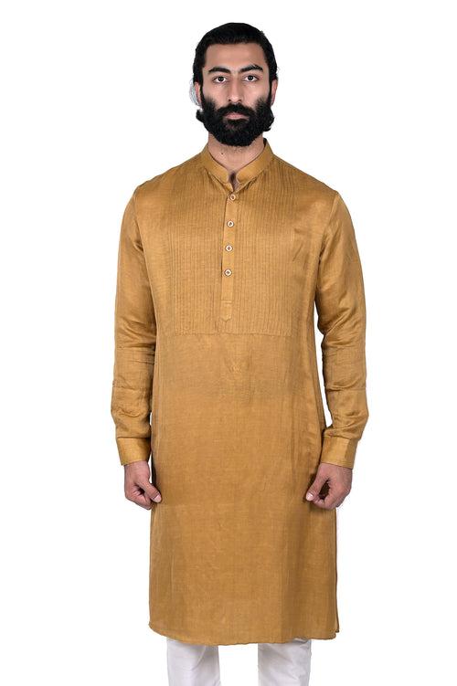 Mustard Linen Silk Kurta