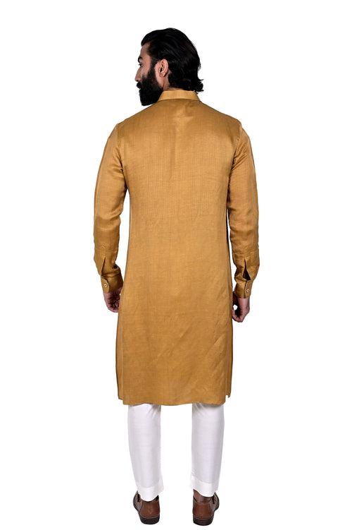 Mustard Linen Silk Kurta