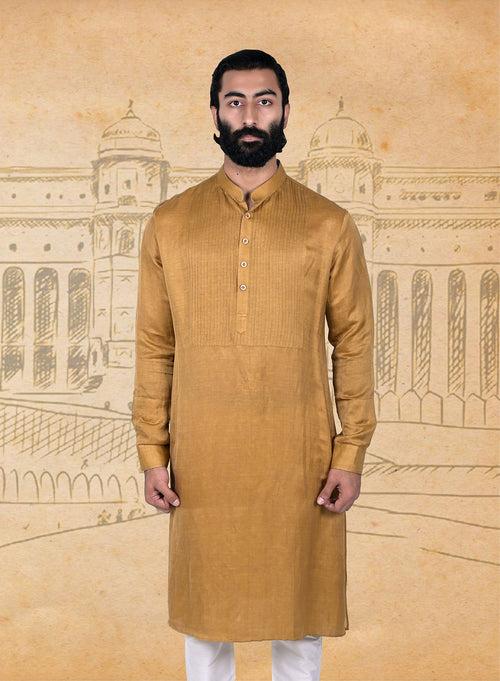 Mustard Linen Silk Kurta