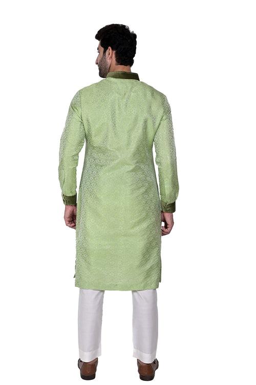 Green Silk Brocade Kurta