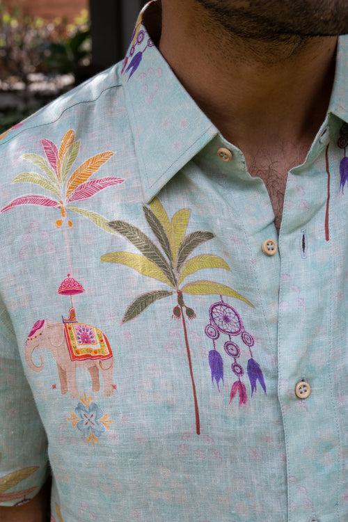 Linen Palm Tree Shirt