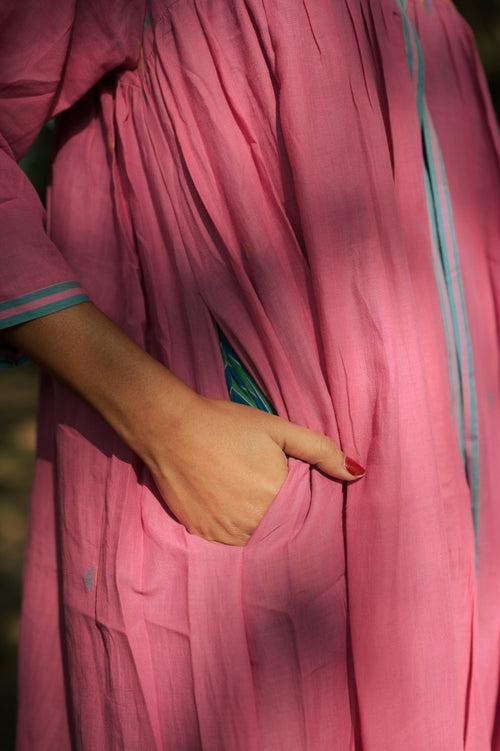 Handwoven Pink Cotton Jamdani Dress