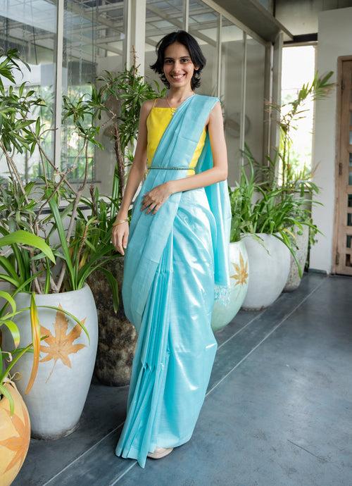 Handloom Blue Mangalgiri Cotton Silk Saree