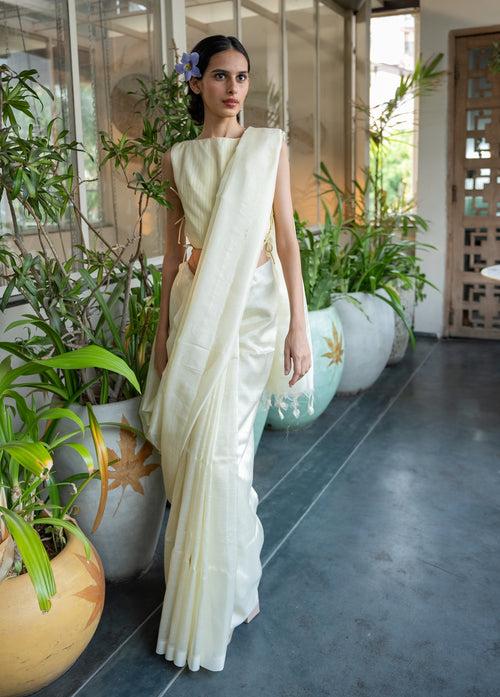 Handloom White Mangalgiri Cotton Silk Saree