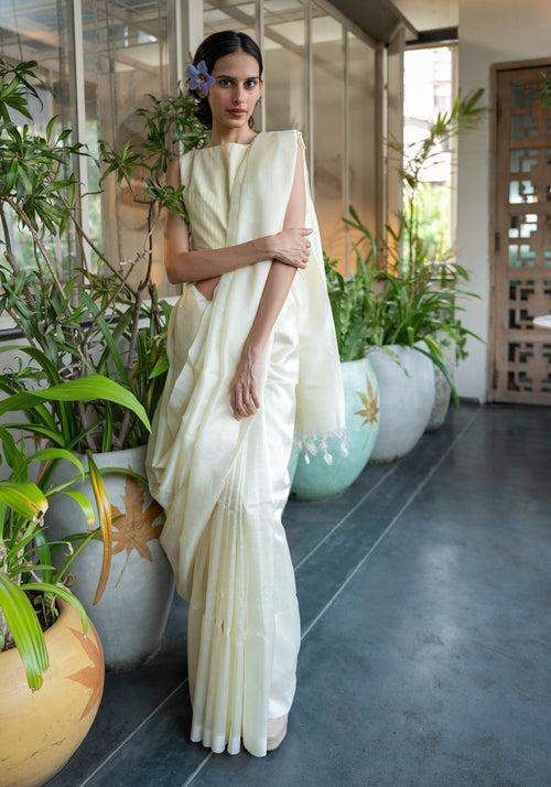 Handloom White Mangalgiri Cotton Silk Saree