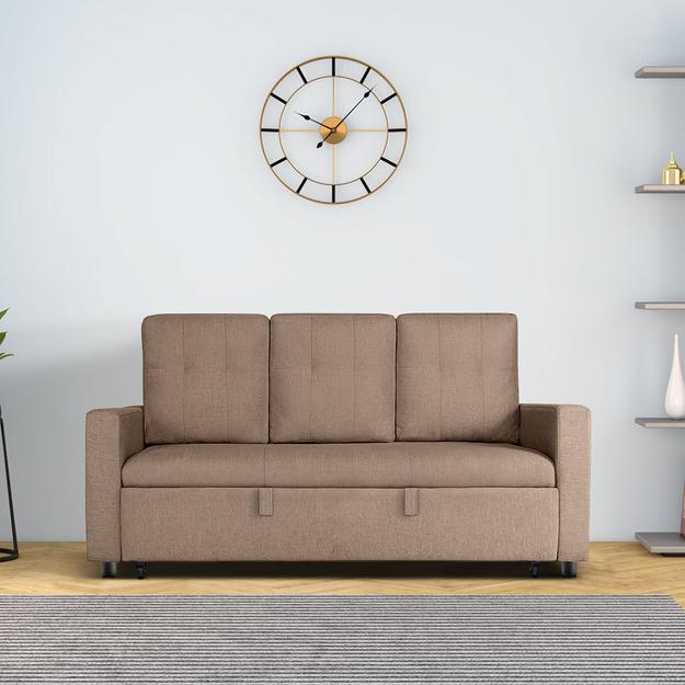 Ease Plaster Brown Fabric Sofa cum Bed