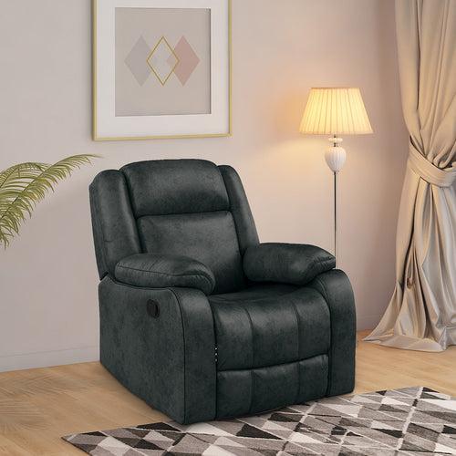 Avalon Rocking & Rotating Midnight Blue Single Seater Suede Fabric Recliner