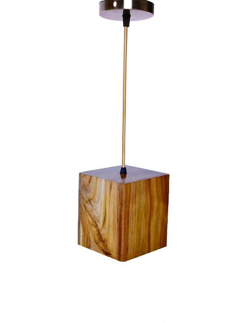 The Weaver's Nest Rustic Teak Wood Hanging Light Square Shaped Pendant Light for Home , Living Room, Kitchen Countertop, Restaurants, Study Room