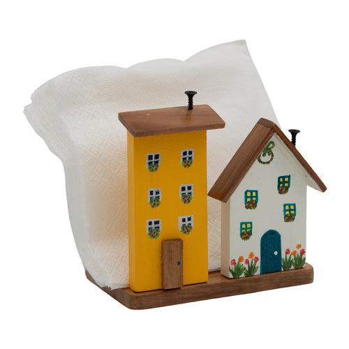 The Weaver's Nest Colorful Houses Napkin Holder