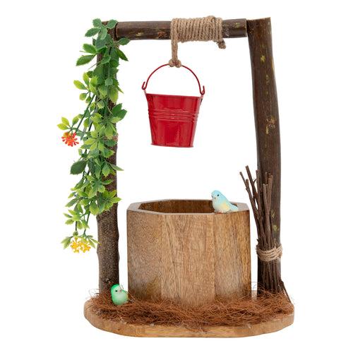 Wishing Well Planter with Floral Vine