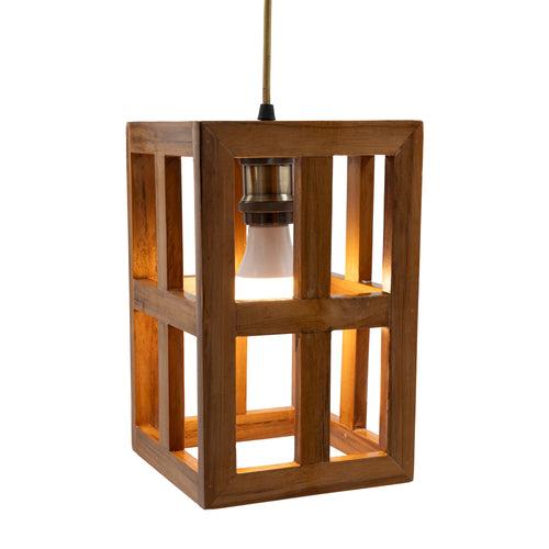 The Weaver's Nest Rustic Vintage Teak Wood Hanging Light/Lamp,  Pendant Light for Home Decor, Living Room, Study Room