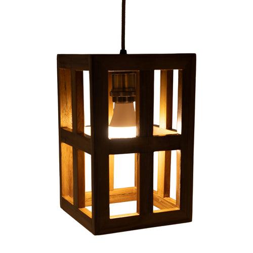 The Weaver's Nest Rustic Vintage Teak Wood Hanging Light/Lamp,  Pendant Light for Home Decor, Living Room, Study Room