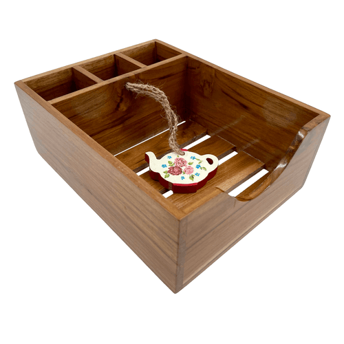 The Weaver's Nest - Teak Wood Napkin and Cutlery Holder