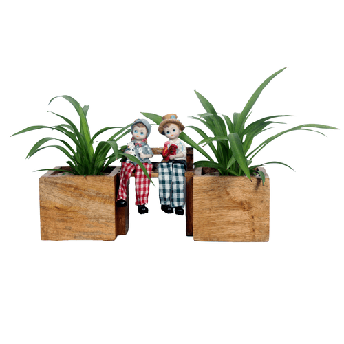 The Weaver’s Nest Boy & Girl Wooden Bench Planter