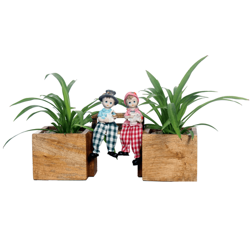 The Weaver’s Nest Boy & Girl Wooden Bench Planter