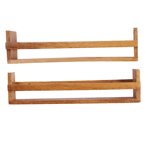 The Weaver's Nest : Wooden Shelves for Kitchen Storage with glass bottles : Set of two