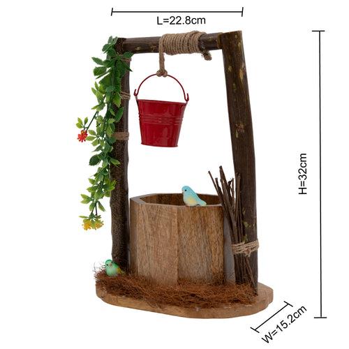 Wishing Well Planter with Floral Vine