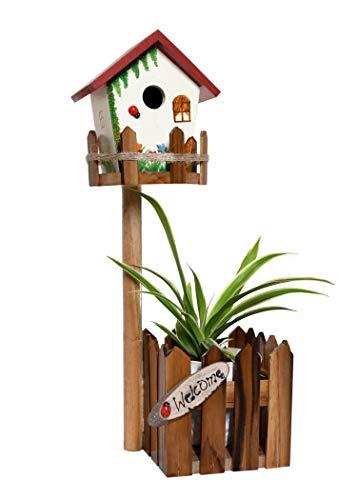 The Weaver's Nest Wooden Hand Painted Birdhouse Planter