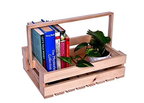 The Weaver's Nest Handcrafted Magazine Holder/Book Holder/Tray/Stand with Handle for Books, Flower Pot, Home Décor