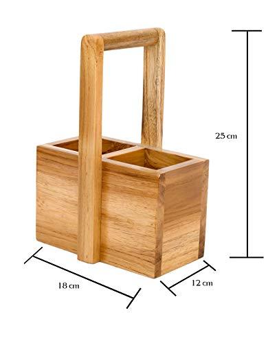 The Weaver's Nest  Wooden Teak Cutlery Holder Stand for Kitchen, Dining Table