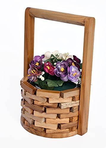 The Weaver's Nest Flowers in Wishing Well Wooden Planter - Plant Stand, Flower Pot Holder