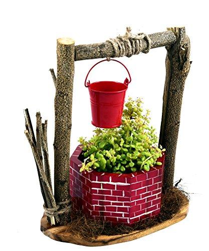 The Weaver's Nest Wishing Well Planter (Red and Brown)