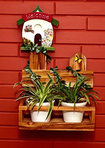 The Weaver's Nest: Wooden Hand Painted Welcome House Planter with Creeper