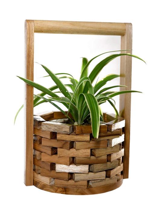 The Weaver's Nest Teak Wood Wishing Well Planter