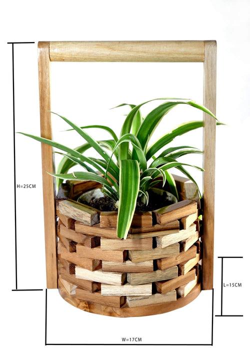 The Weaver's Nest Teak Wood Wishing Well Planter