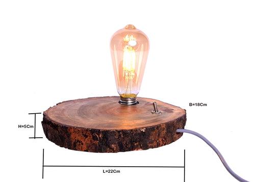 The Weaver's Nest  Rustic Wooden log Table Lamp for Home, Living Room, Study Room, Offices, Hotels, and Restaurants (Brown, 22 X 18 X 5 cm)