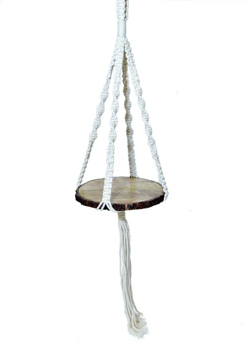 The Weaver's Nest Macramé and Wood Wall Hanging Shelf for Indoor, Living Room, Bedroom, Kitchen, Modern Home Decor